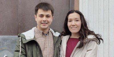 Maksim Khamatshin and his wife, Adelina, April, 2025