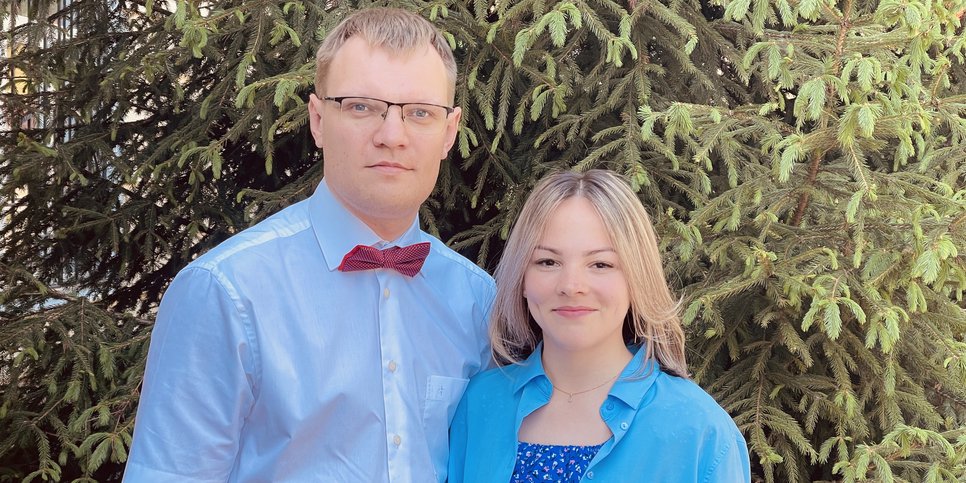 Anton Kuzhelkov con sua moglie Alyona
