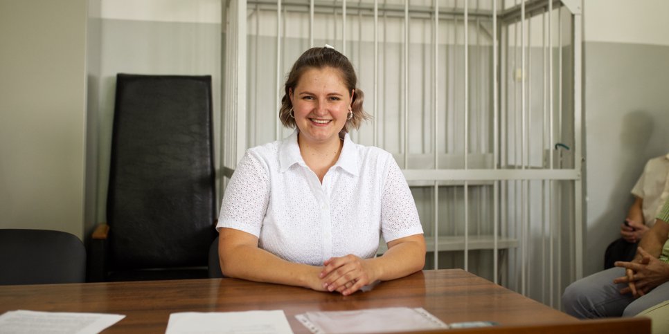 Vasilina in the court room on the day of the verdict, July 31, 2025